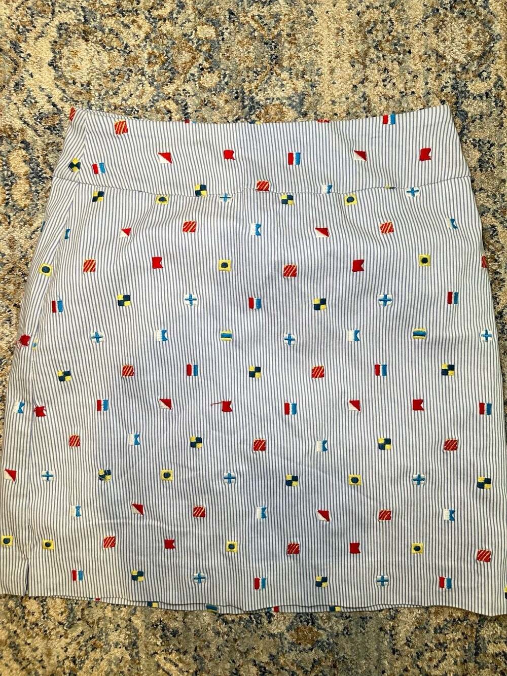 Charter Club Blue Striped Nautical Flag Embroidered Skort Size XS